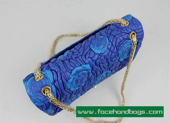 Chanel 2.55 Rose Handbag 50146 Gold Hardware-Blue